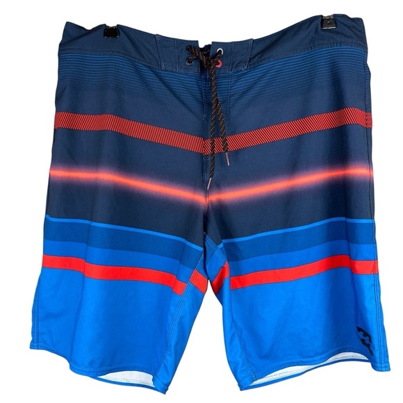 Billabong Swimwear Plaxtinum X Spinner x Mens 38 Blue Striped Board Short - Picture 1 of 8